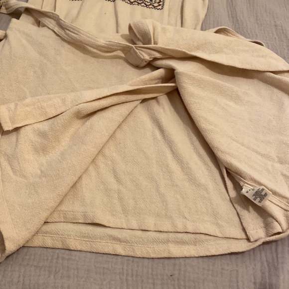 Free People Embroidered Beige Wrap Mini Dress. Size S - Picture 8 of 10